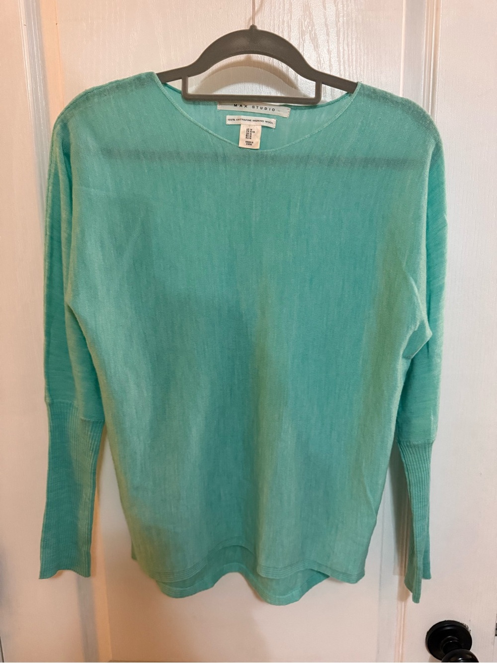 Max Studio Mint Green Merino Crewneck